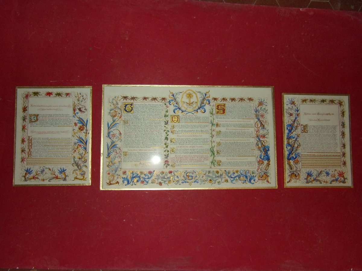 Church Altar Canon, Triptych Late 19th Century Period.