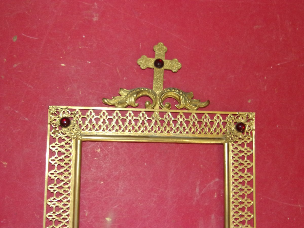 Paire de cadres en cuivre ajouré, époque 19ème.-photo-3