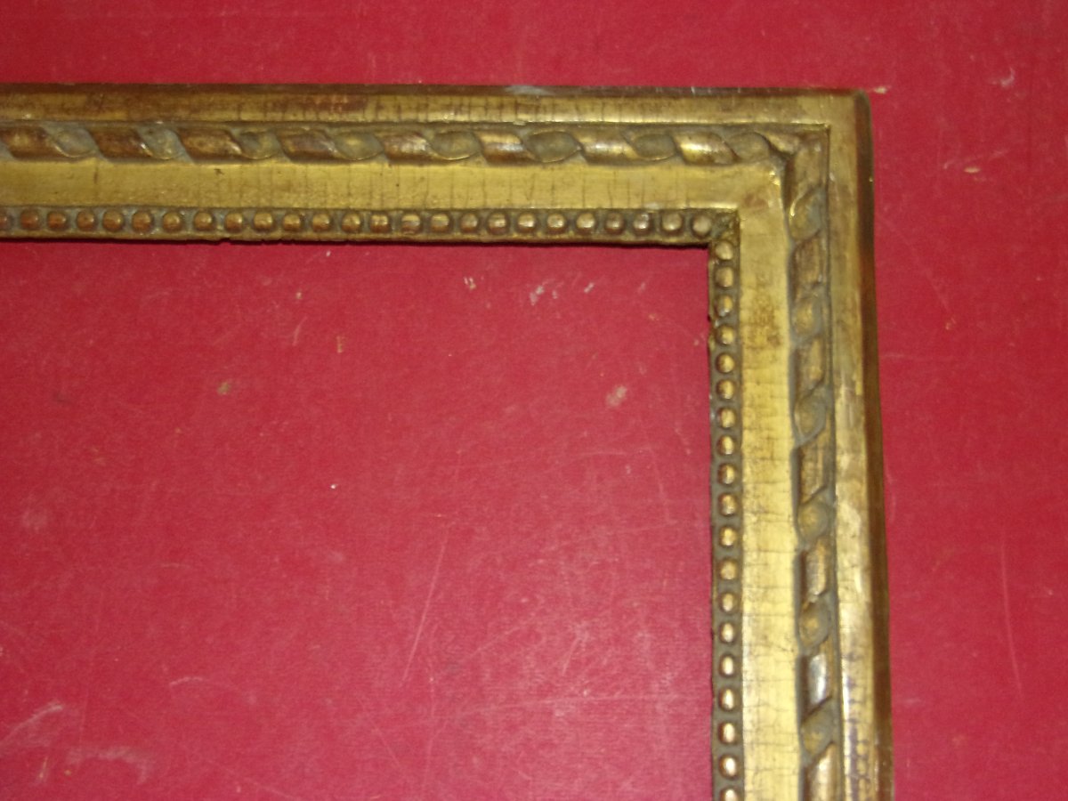 Cadre époque 18 ème, Louis XVI, en bois doré.-photo-4
