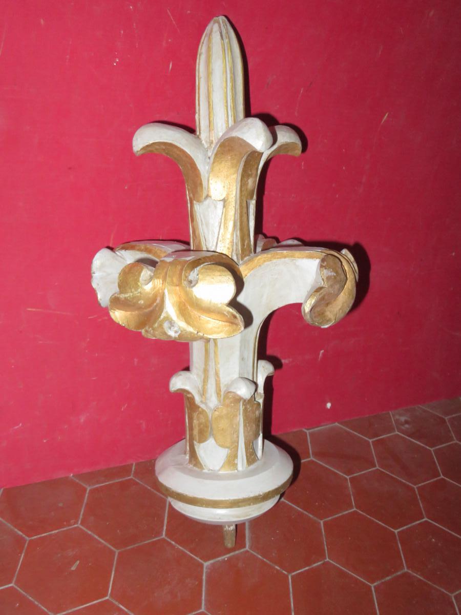 Decor Fleur De Lys Carved 19th Time.-photo-3