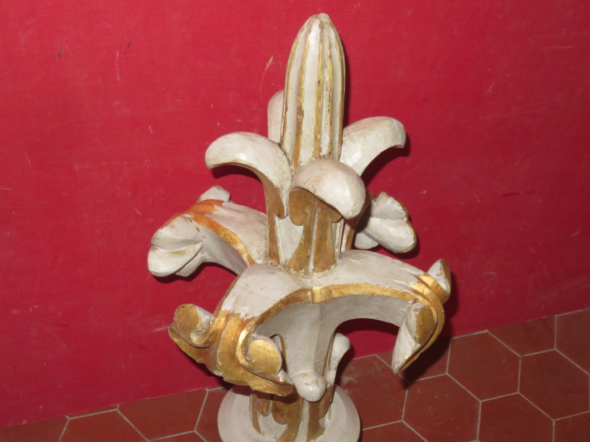 Decor Fleur De Lys Carved 19th Time.-photo-4