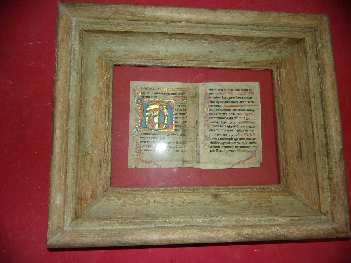 Important Illuminated Folio On Parchment—book Of Hours Or Psalter—circa 1400–1430.-photo-2