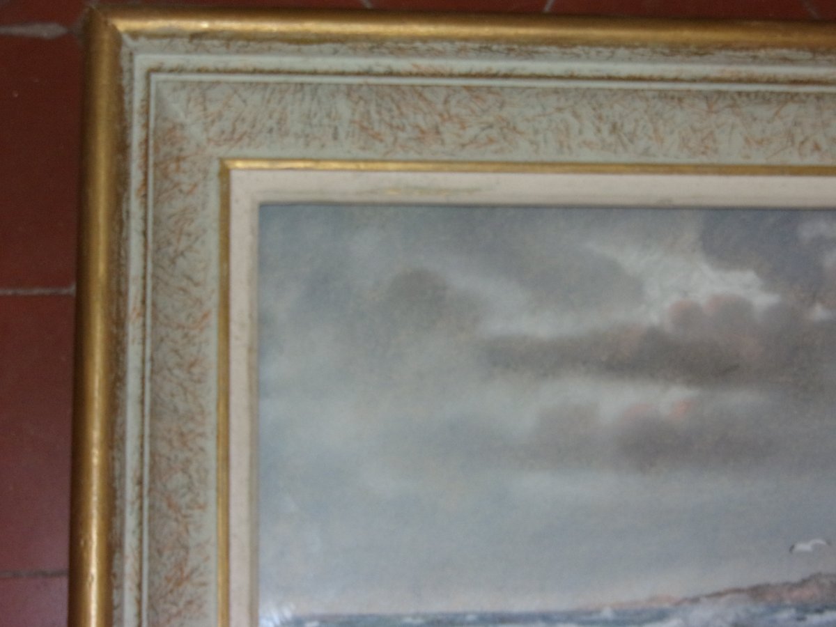 Bord De  l'Océan , Pastel d'Eugène Sénamaux, époque 20 ème.-photo-5