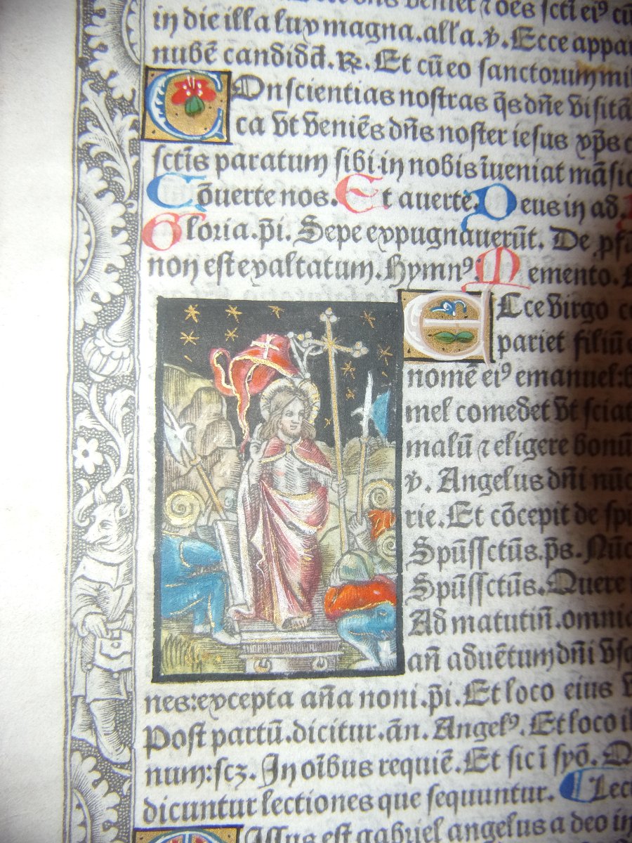 Illuminated Page From A Book Of Hours On Parchment – Paris, Early 16th Century.-photo-2