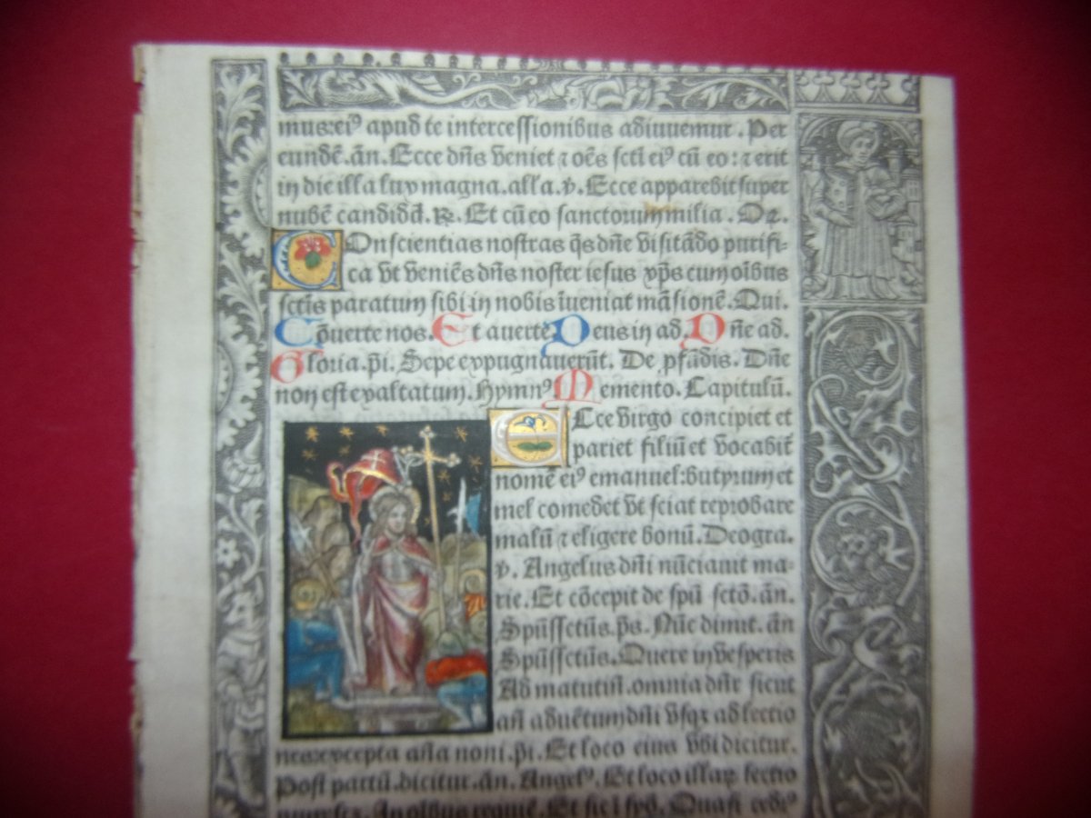 Illuminated Page From A Book Of Hours On Parchment – Paris, Early 16th Century.-photo-3