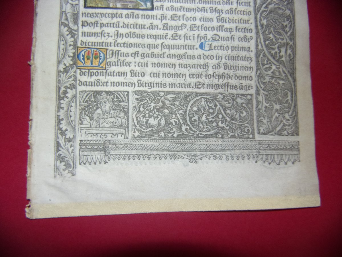 Illuminated Page From A Book Of Hours On Parchment – Paris, Early 16th Century.-photo-4