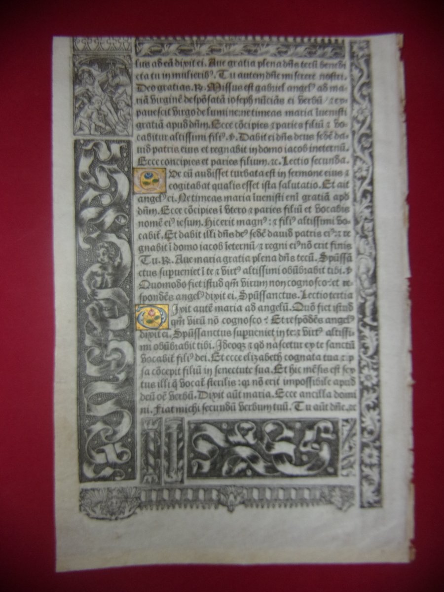 Illuminated Page From A Book Of Hours On Parchment – Paris, Early 16th Century.-photo-1