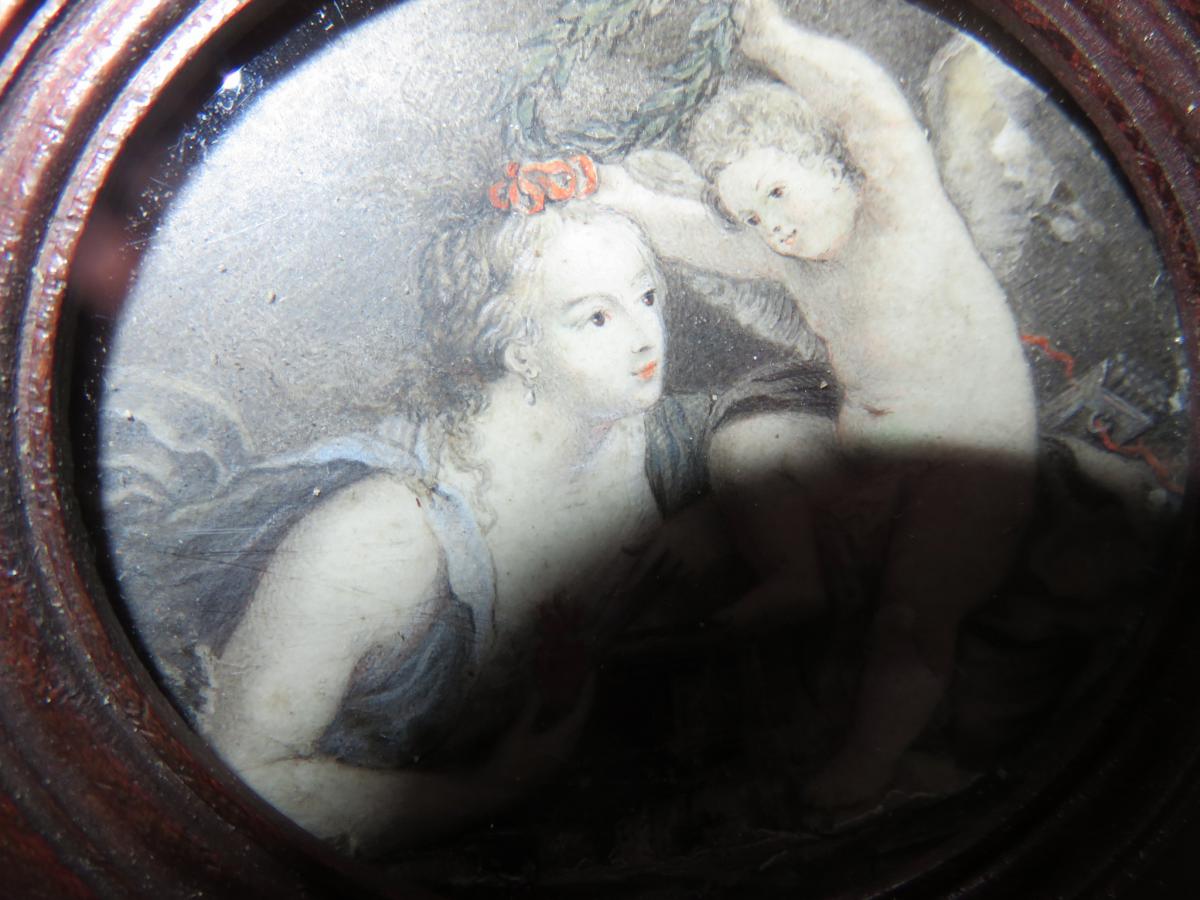 Young Woman With Her Child Miniature On Ivory 18th Century.-photo-4