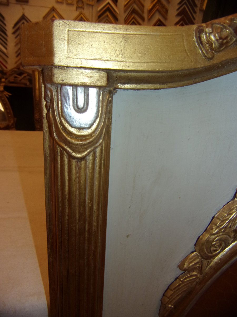 Miroir Art Déco, en bois doré et argenté, époque début 20 ème.-photo-5