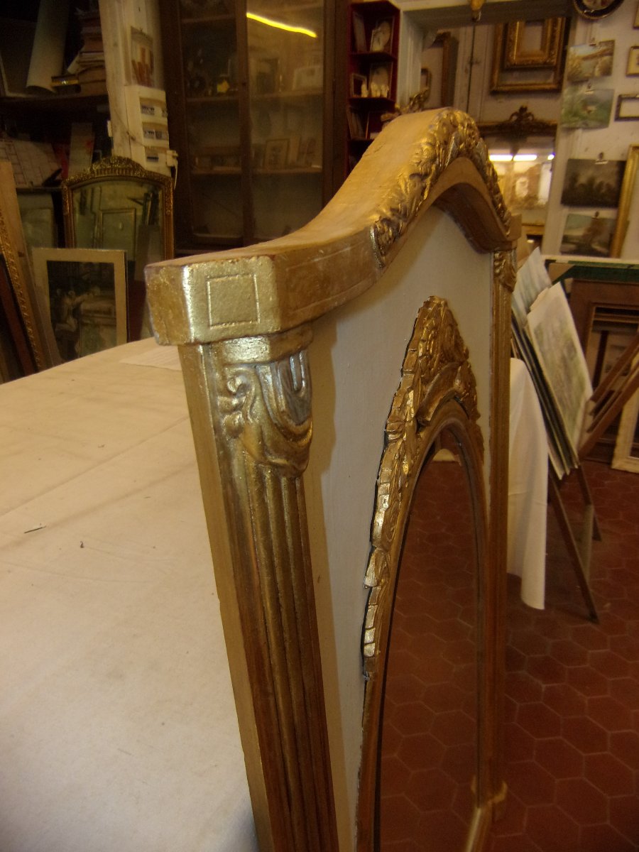 Miroir Art Déco, en bois doré et argenté, époque début 20 ème.-photo-6
