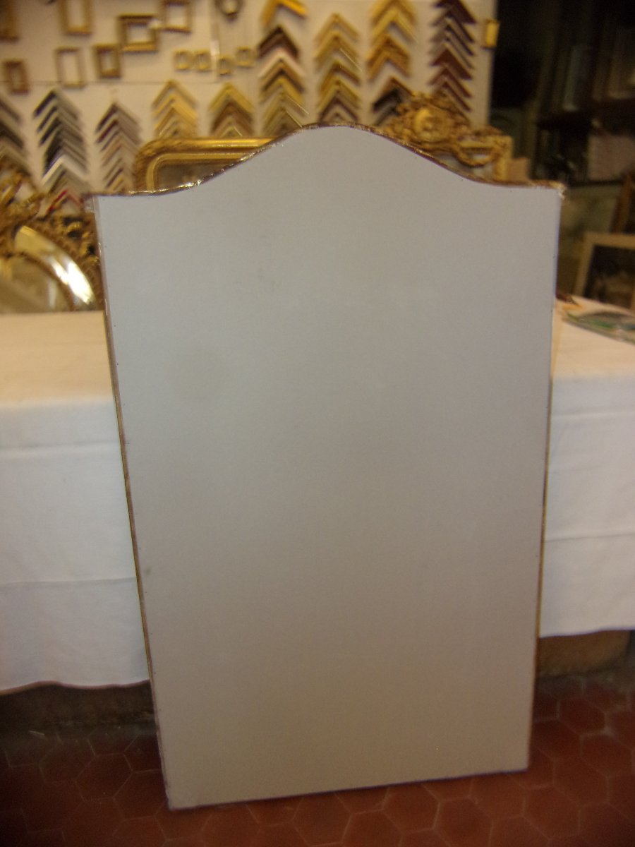 Miroir Art Déco, en bois doré et argenté, époque début 20 ème.-photo-7