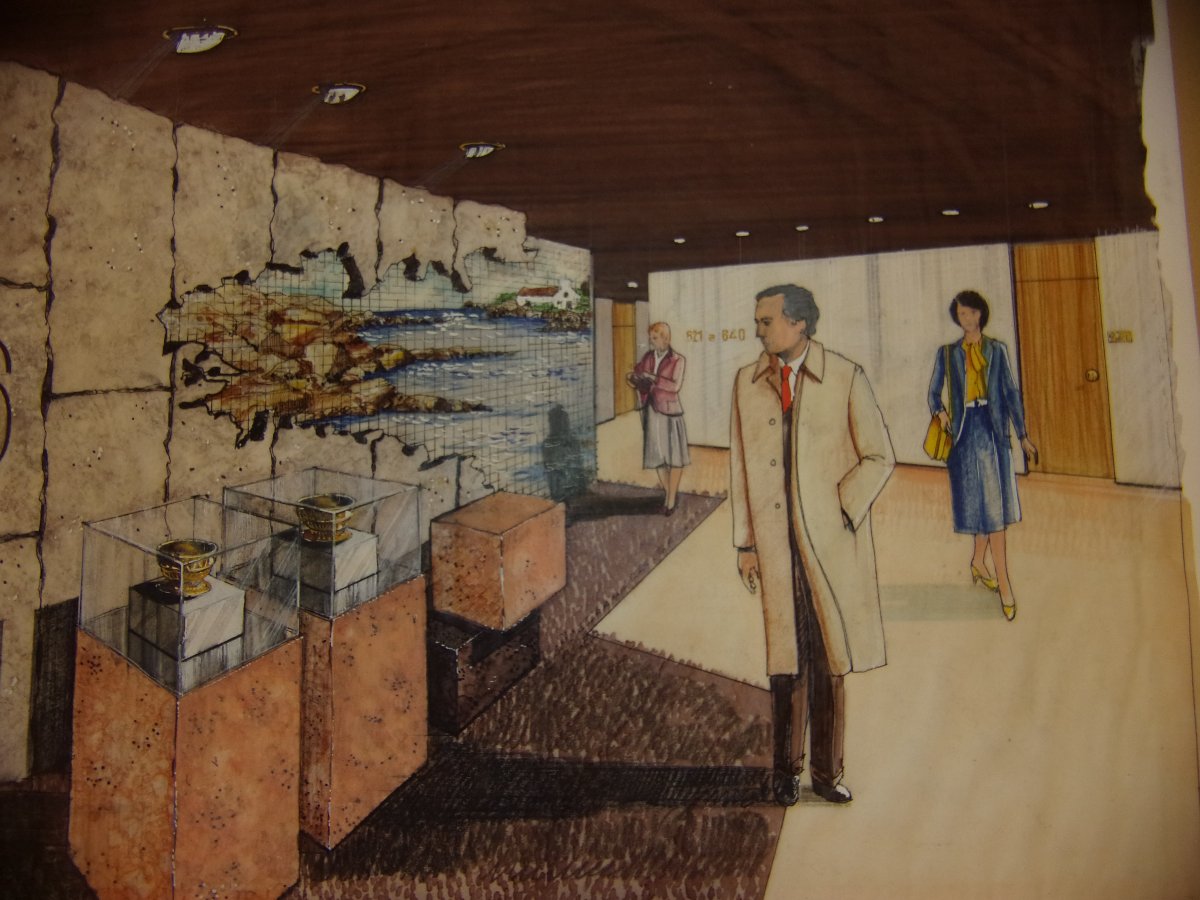 Drawing, Interior Architecture Perspective On Tracing Paper From The 1960s.-photo-1