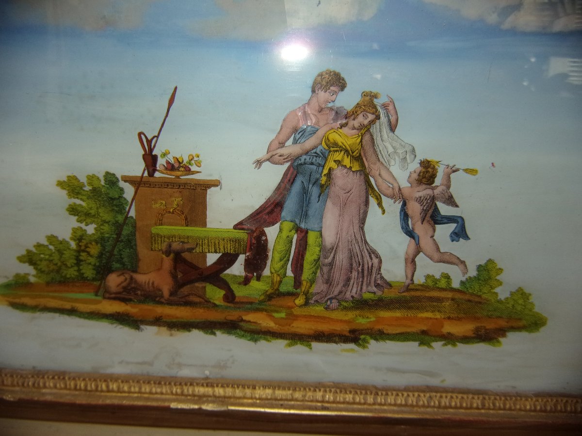 Scène Allégorique, Trumeau en bois doré et peint, époque 19ème.-photo-3