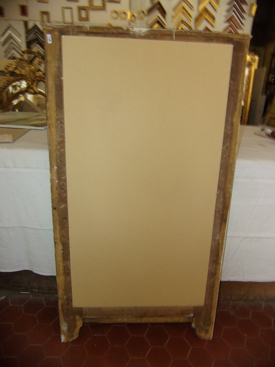 Scène Allégorique, Trumeau en bois doré et peint, époque 19ème.-photo-7