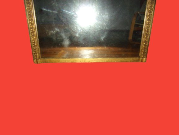 Louis XVI-style Pediment Mirror, 19th Century, Made Of Gilded Wood.-photo-2