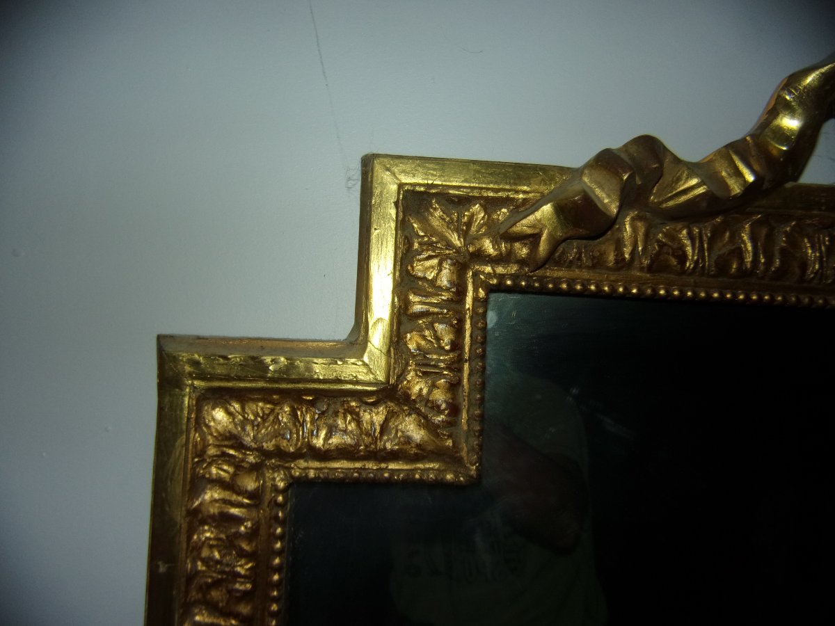 Louis XVI-style Pediment Mirror, 19th Century, Made Of Gilded Wood.-photo-6