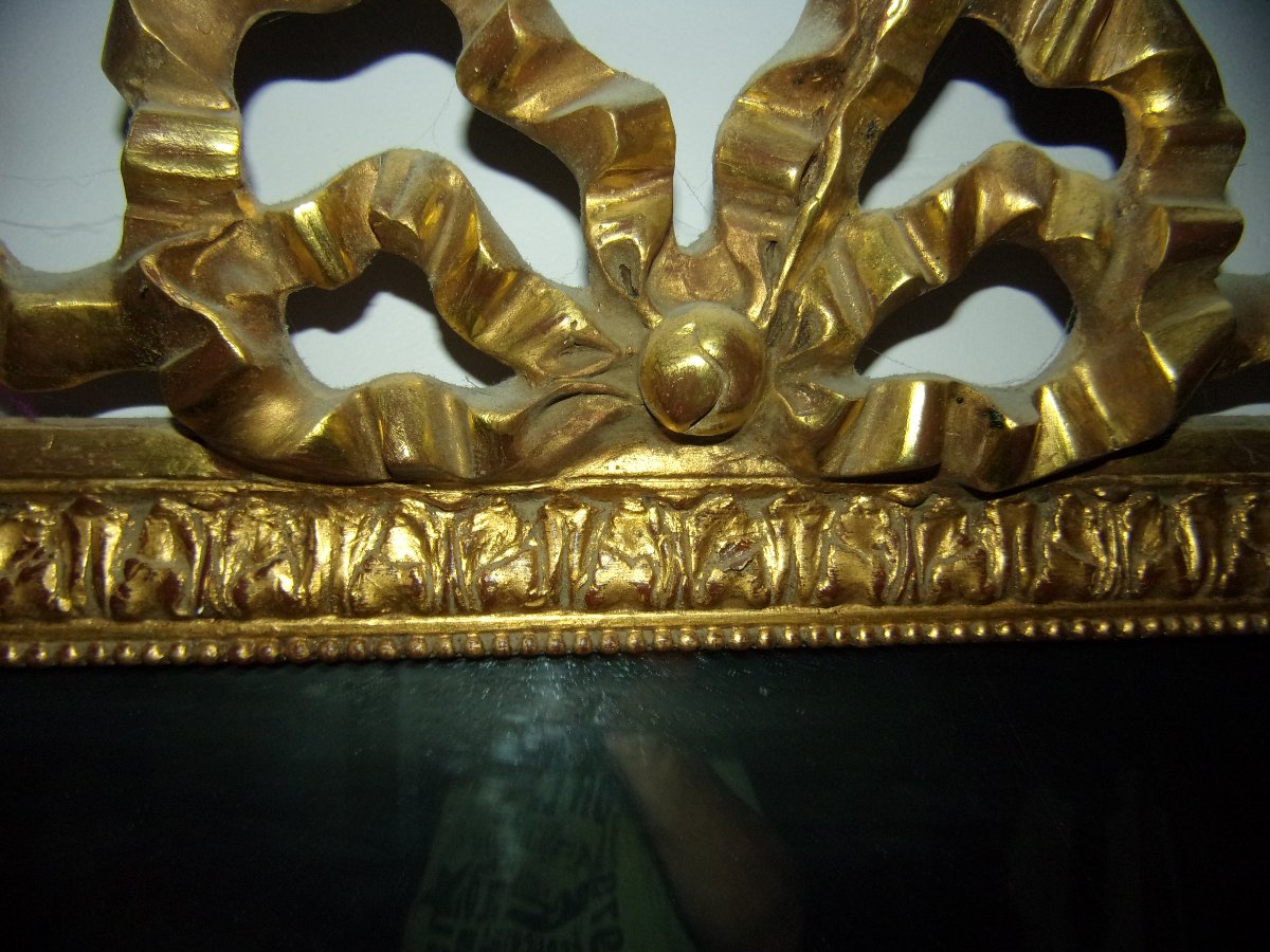 Louis XVI-style Pediment Mirror, 19th Century, Made Of Gilded Wood.-photo-7