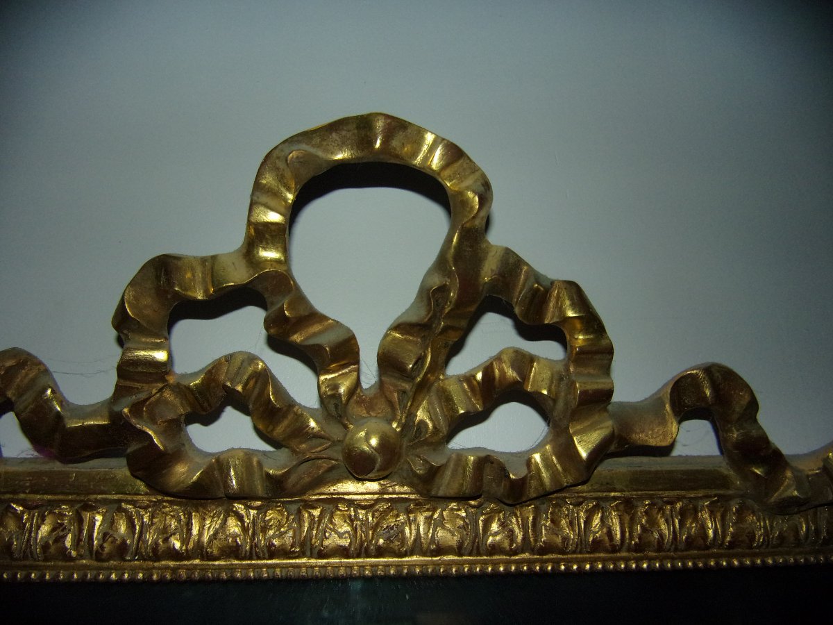 Louis XVI-style Pediment Mirror, 19th Century, Made Of Gilded Wood.-photo-8