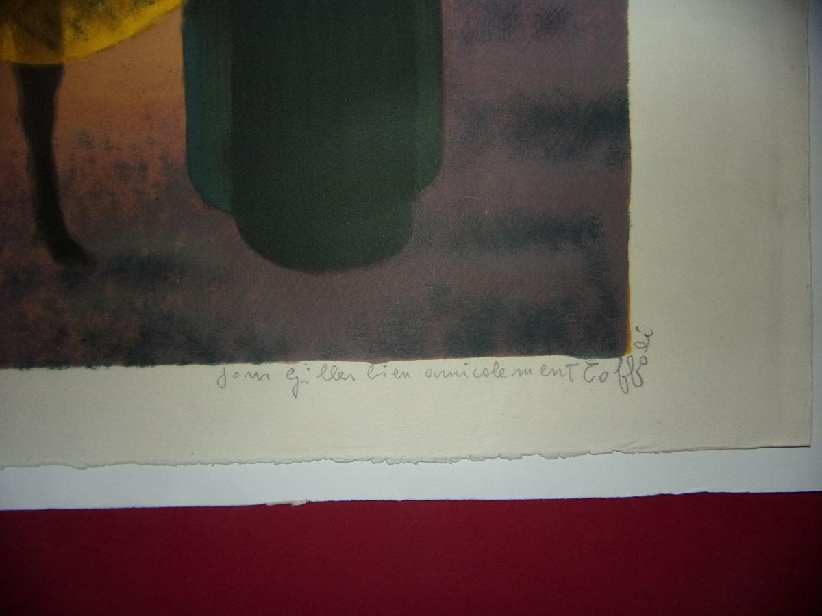 Louis Toffoli – Couple avec un âne – Lithographie originale signée,  époque 20 ème.-photo-4