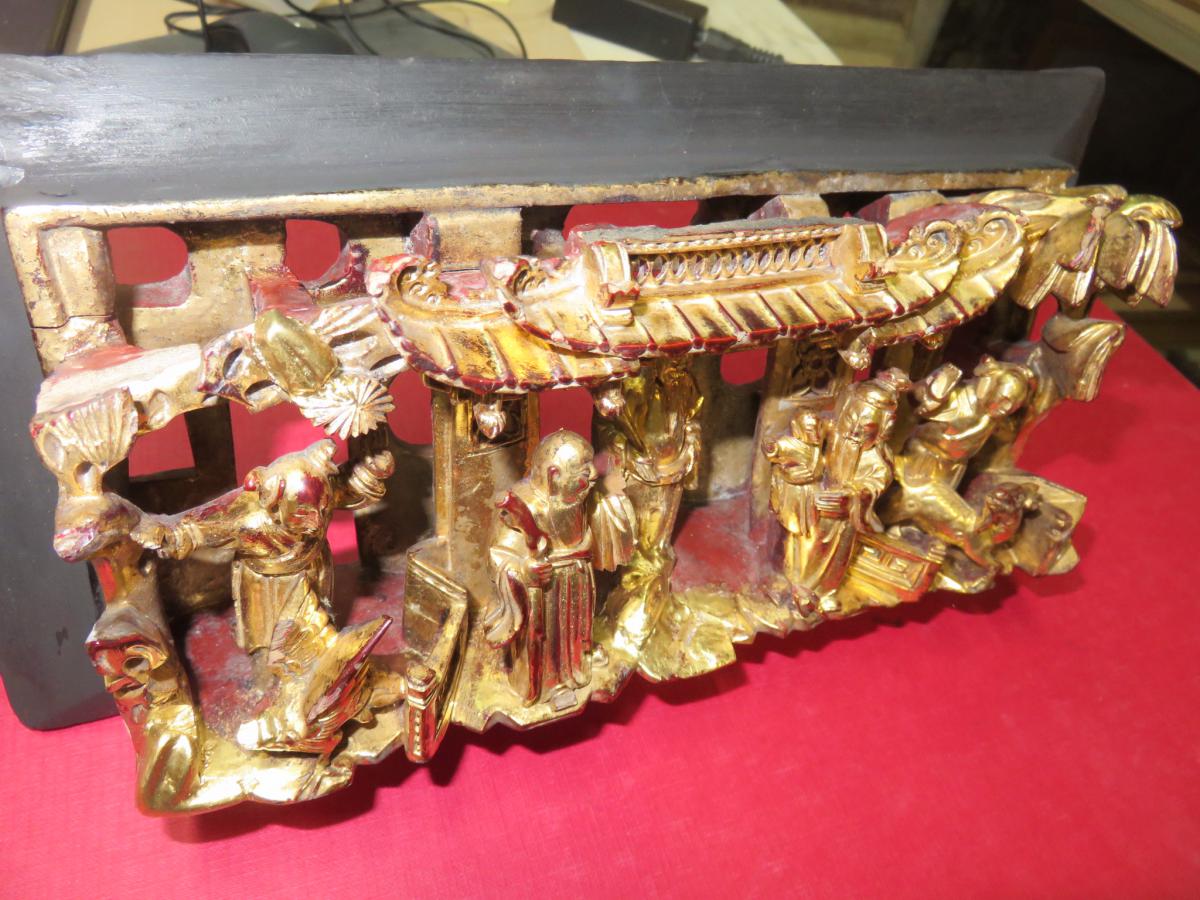 Chinese Characters Carved And Gilded 19th Time.-photo-4