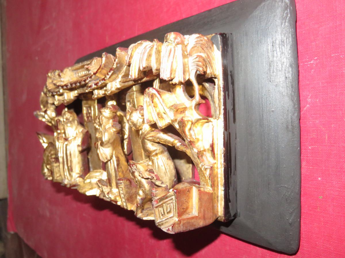 Chinese Characters Carved And Gilded 19th Time.-photo-3