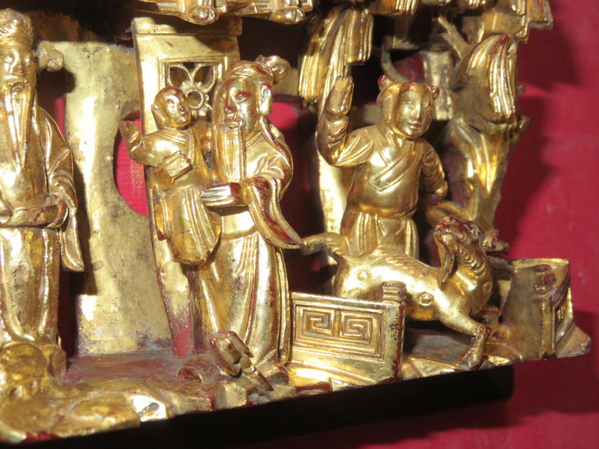 Chinese Characters Carved And Gilded 19th Time.-photo-6