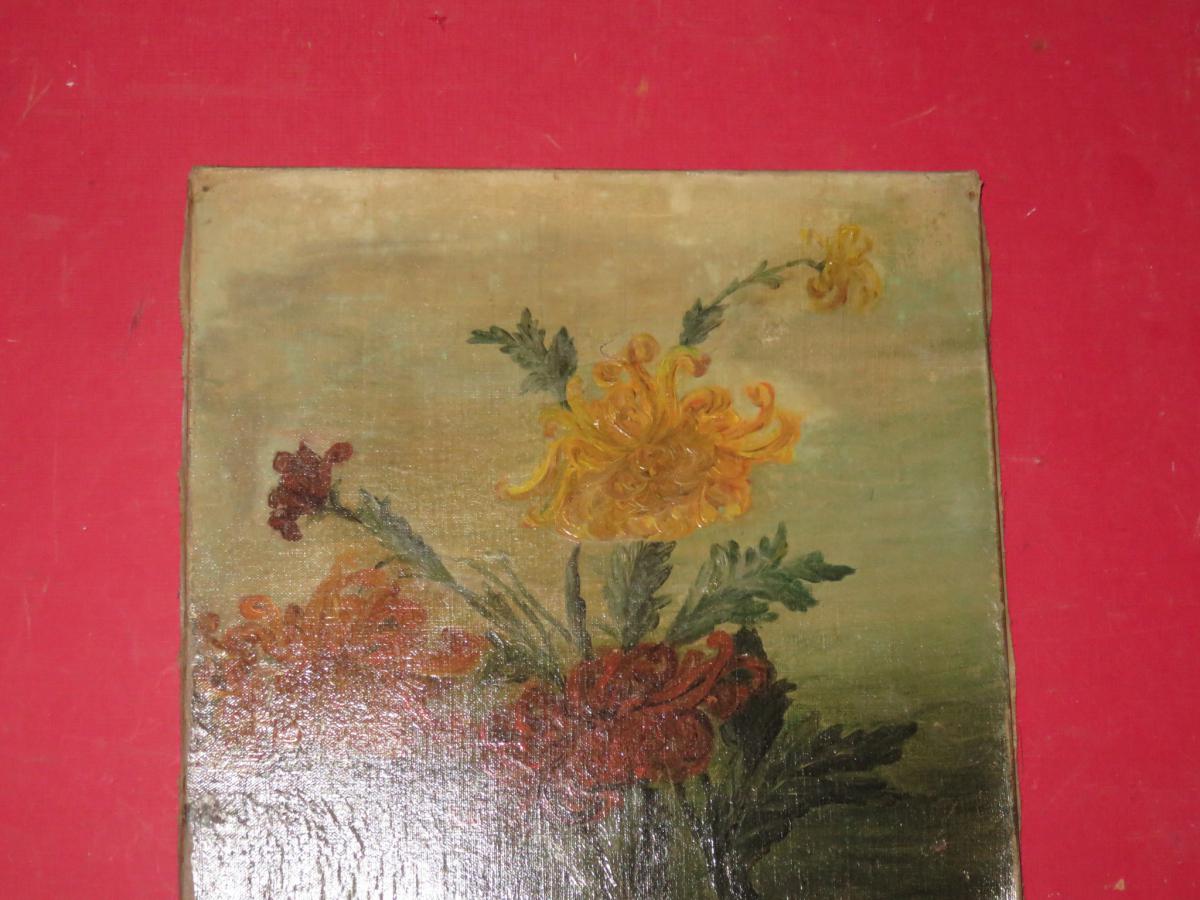 Une Peinture De Fleurs, époque 19ème.-photo-3