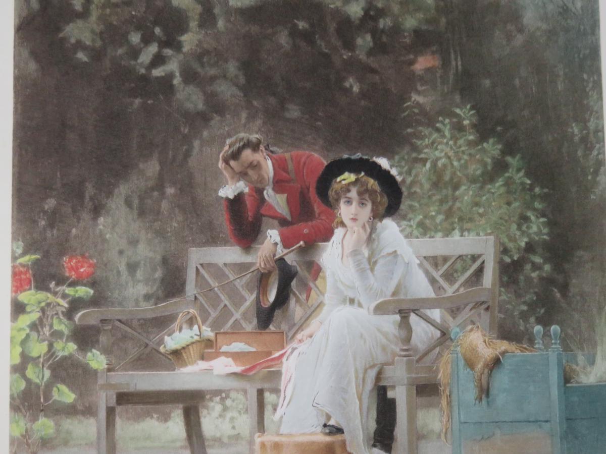 Scène Romantique, Paire De Gravures époque 19ème.-photo-3