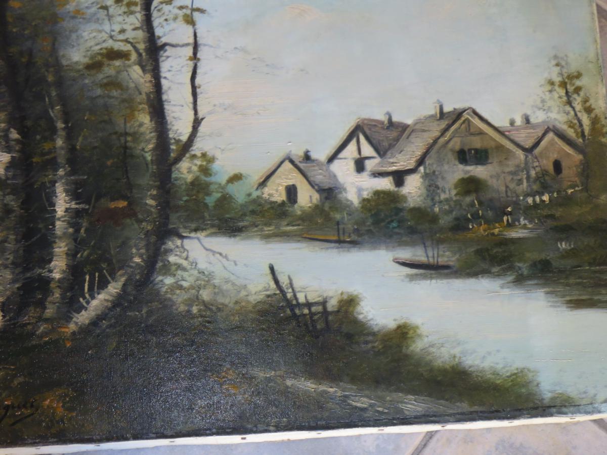 Landscape Painting Signed Jacquet 19th Time.-photo-4