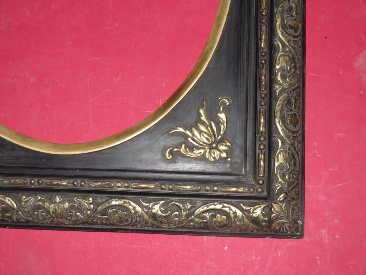 Oval Frame, Napoleon III, Black And Gold, 19th Time.-photo-4