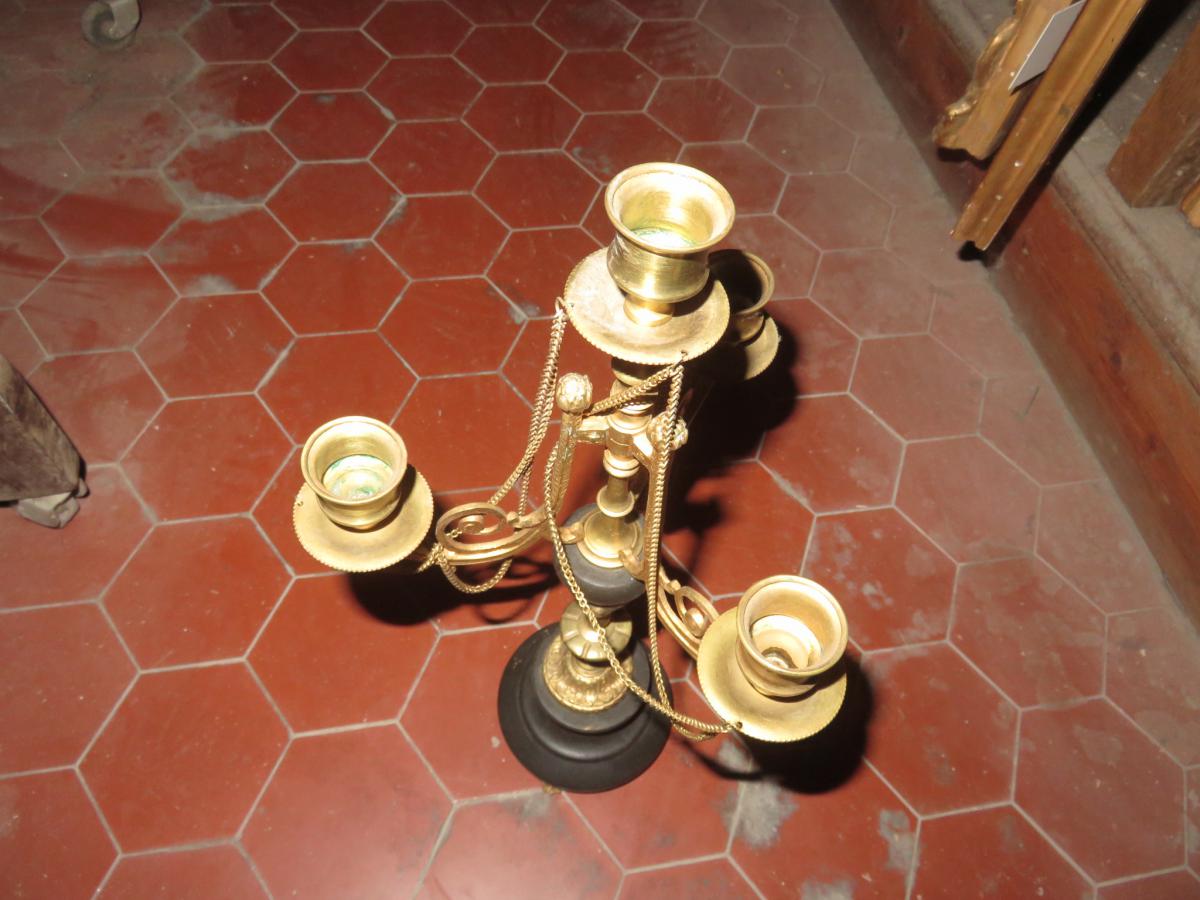 Pair Of Candlesticks In Bronze 4-light 19th Time.-photo-3