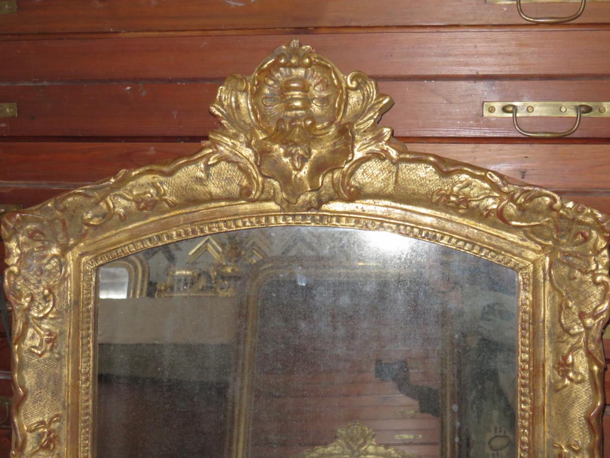 Mirror 17th Time, Louis XIV Gilded Wood.-photo-2