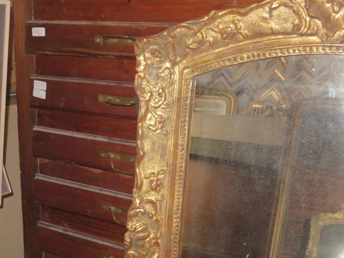 Mirror 17th Time, Louis XIV Gilded Wood.-photo-4