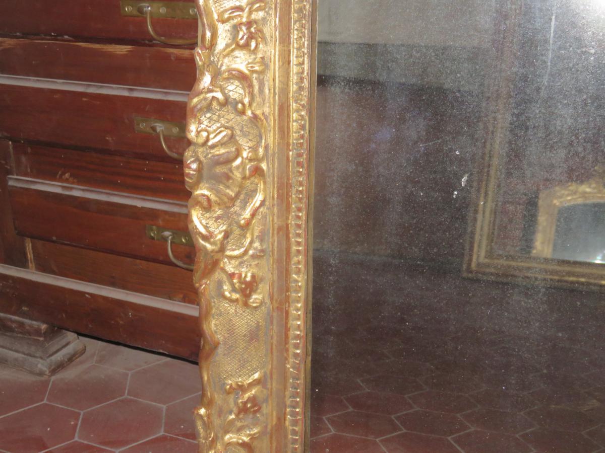 Mirror 17th Time, Louis XIV Gilded Wood.-photo-1