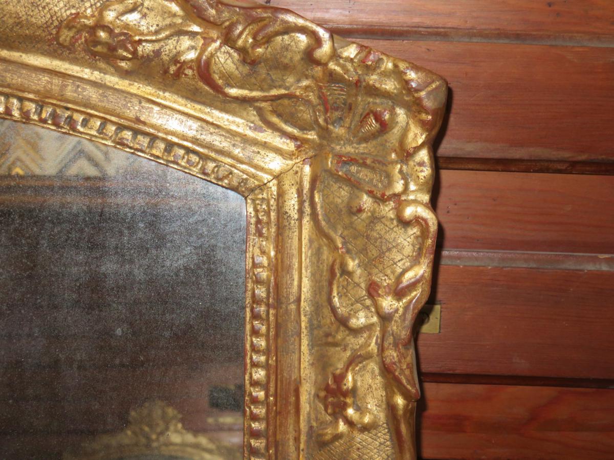 Mirror 17th Time, Louis XIV Gilded Wood.-photo-4