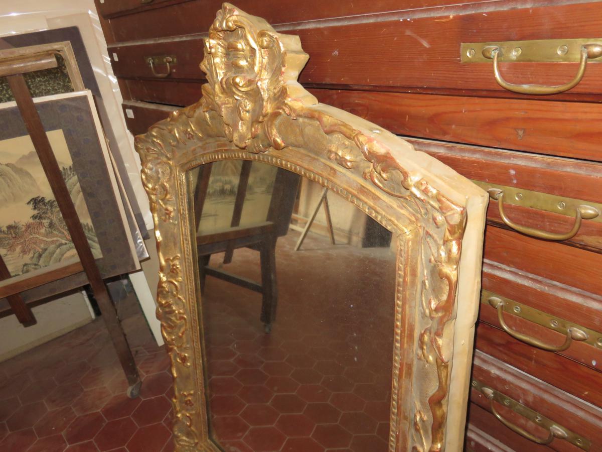 Mirror 17th Time, Louis XIV Gilded Wood.-photo-5