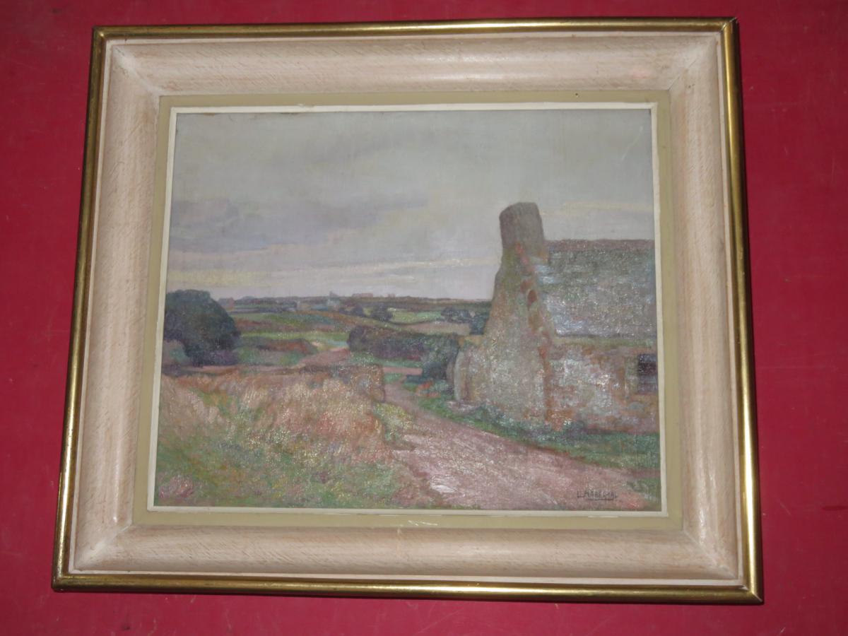 Landscape Breton Painting Signed Louis Marechal, 20 Days Em-photo-2