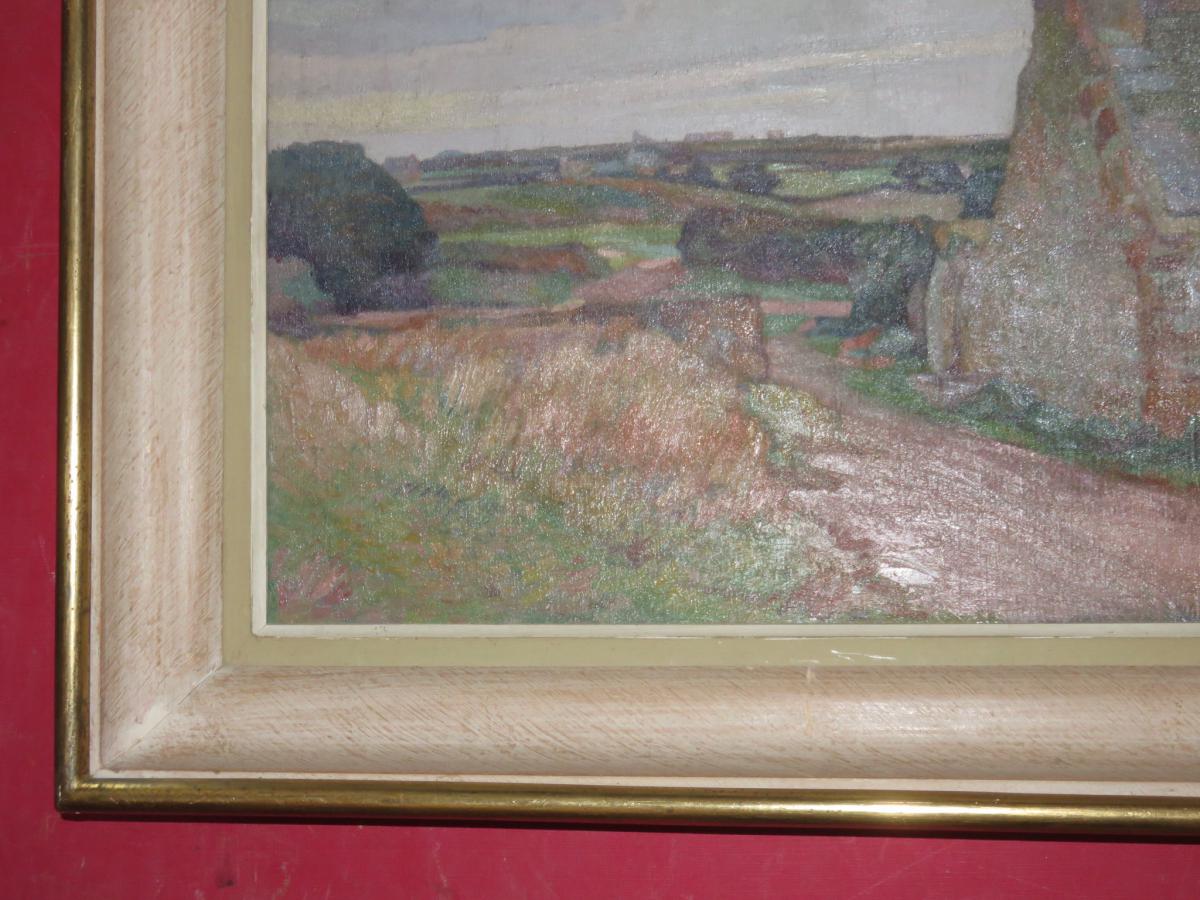 Landscape Breton Painting Signed Louis Marechal, 20 Days Em-photo-3