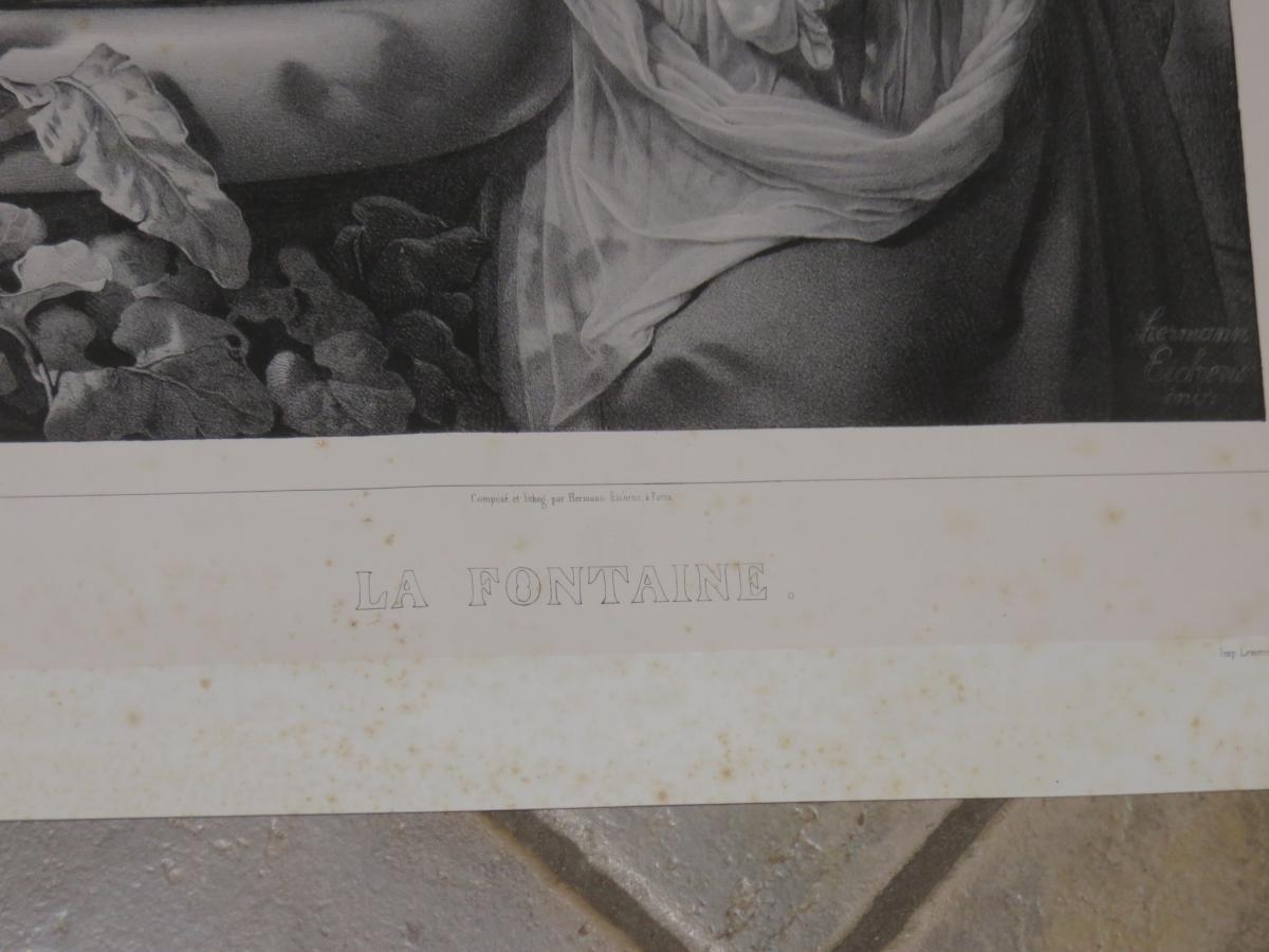  La "Fontaine", Lithographie époque Fin 19ème.-photo-4