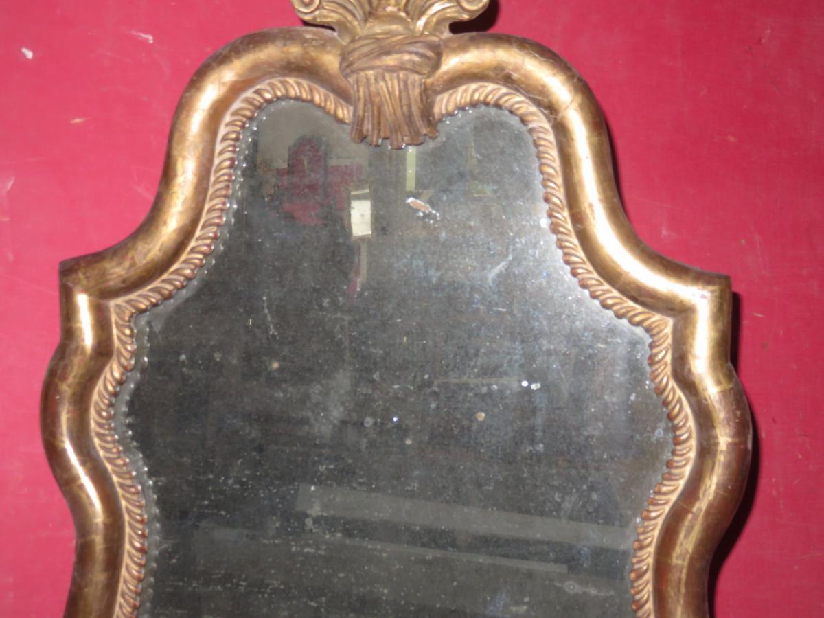 Mirror Of Shape, 19th Century, Golden Wood.-photo-2