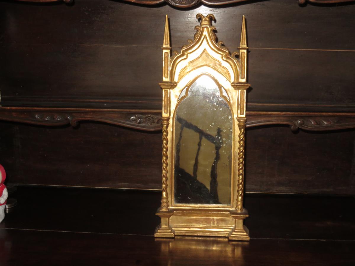 Mirror Of Shape, 19th Century, Golden Wood.
