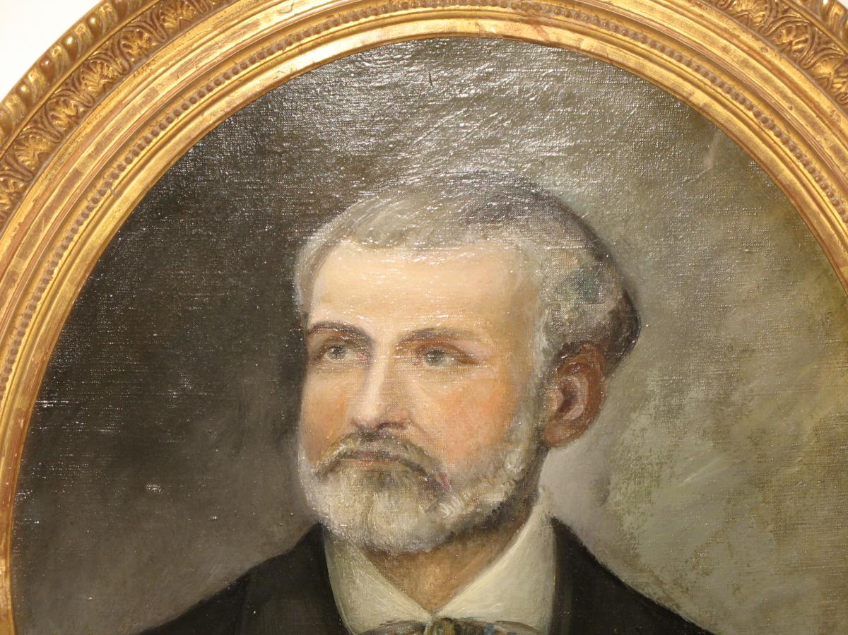 Painting, Portrait Of Man With Oval Frame, 19th.-photo-2