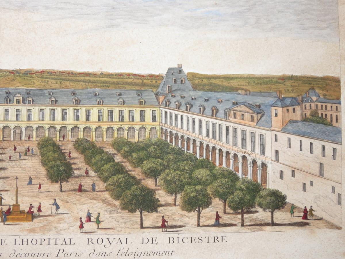 " Vue De l'Hopital Royal De Bicestre ", Vue d'Optique époque 18ème.-photo-1