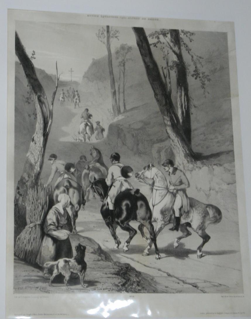 Lithograph, Courre Hunting Scene, 19th.