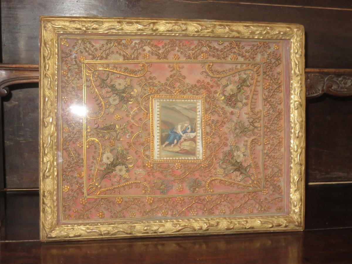 Marie Madeleine, Framed Engraving, Gilded Wood, 17th Time.-photo-2