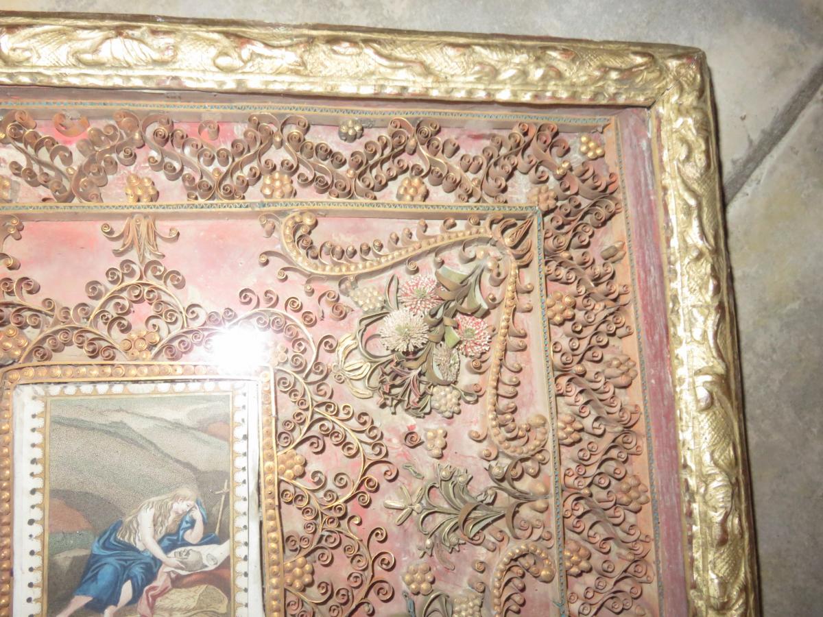 Marie Madeleine, Framed Engraving, Gilded Wood, 17th Time.-photo-1