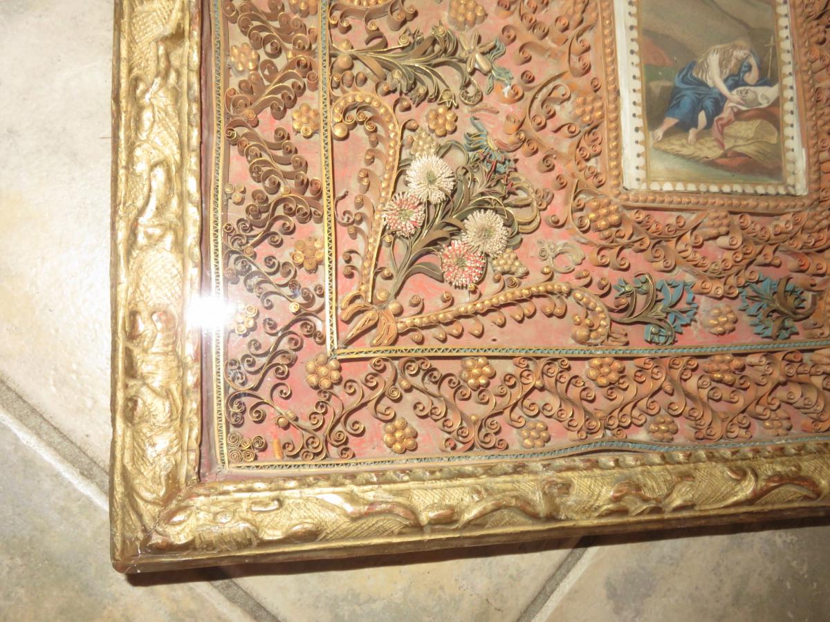 Marie Madeleine, Framed Engraving, Gilded Wood, 17th Time.-photo-3