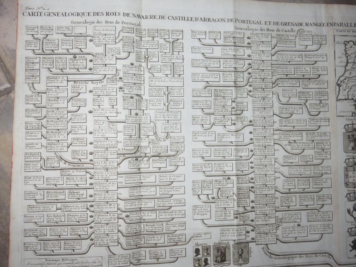 Map Of The Kings Of Navarre, Castile, Arragon, Portugal, 18th Time.-photo-2