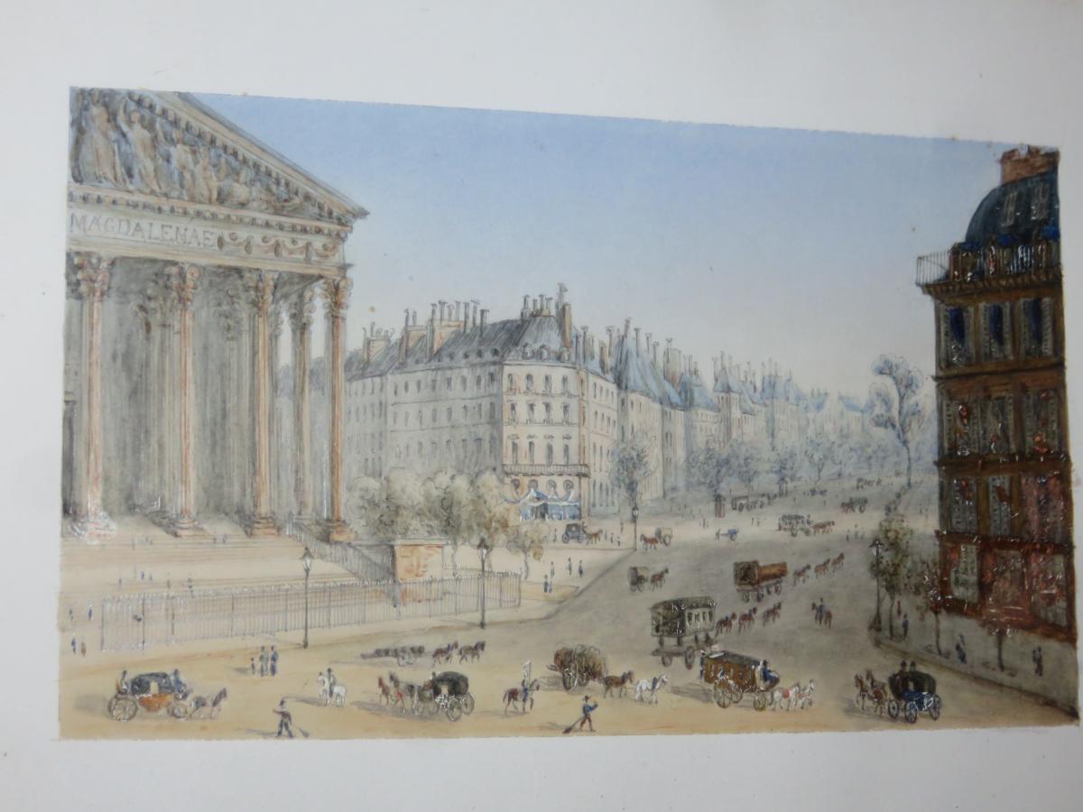 Paris, Place De La Madeleine, Watercolor 19th Time.-photo-2