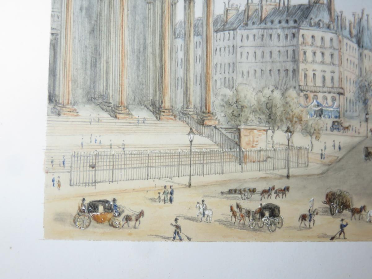 Paris, Place De La Madeleine, Watercolor 19th Time.-photo-3